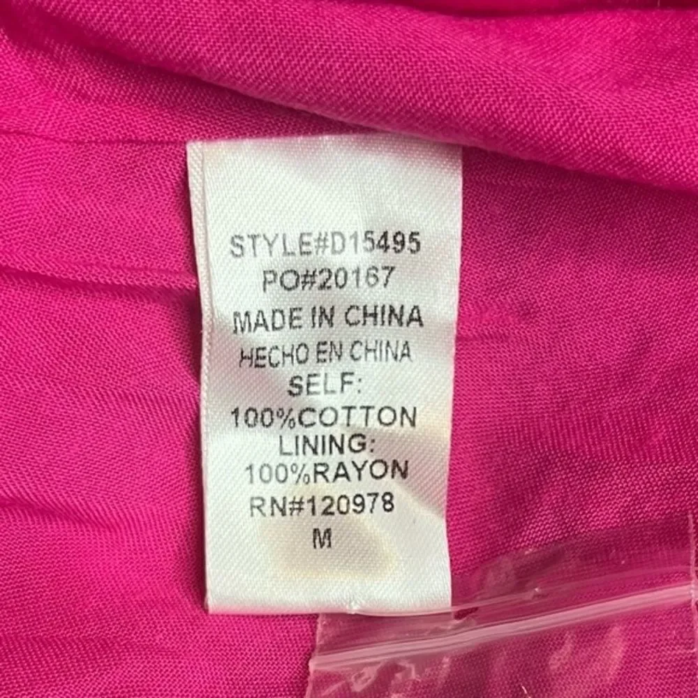 NWOT Women's Fuchsia‎ Pink Eyelet Spring/Summer Babydoll Dress Size Medium